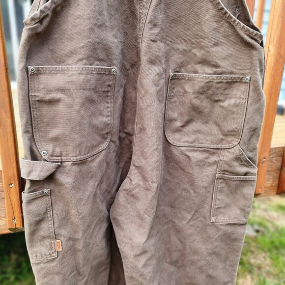 Sorel Overall Bibs Mens XXL Brown Quilted Lined Canvas Double Knee Workwear - Picture 12 of 15